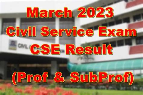 Civil Service Exam Result March 2023 (Prof & SubProf) .